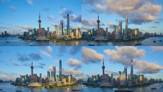 4K:中国阳光明媚的上海全景景观高清在线视频素材下载