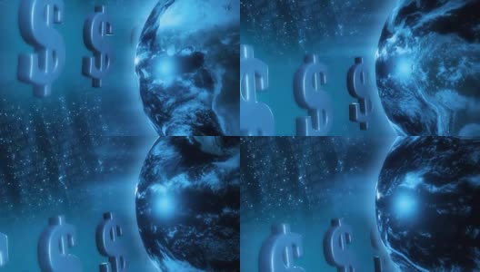 钱美元蓝色地球地球高清在线视频素材下载