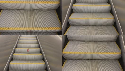 空荡荡的移动楼梯的特写镜头。现代电梯楼梯高清在线视频素材下载