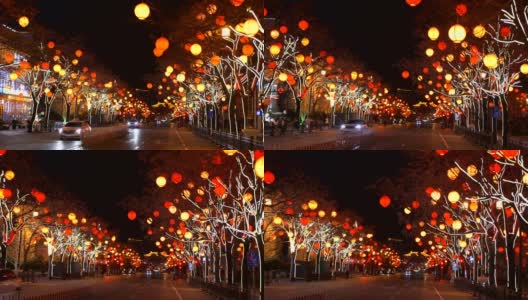 在中国春节期间的夜晚，西安，中国。高清在线视频素材下载