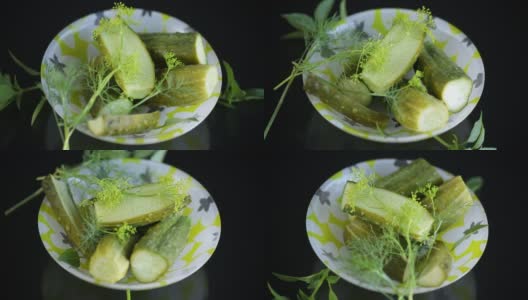 在碗里放上淡盐黄瓜和香料高清在线视频素材下载