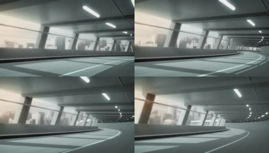 高速公路隧道与空道路行驶场景运动背景。高清在线视频素材下载