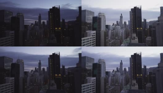 城市建筑从深蓝色的黎明到白昼高清在线视频素材下载