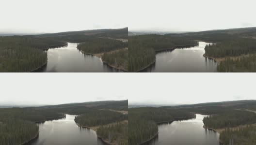 加拿大风景中的湖泊鸟瞰图高清在线视频素材下载
