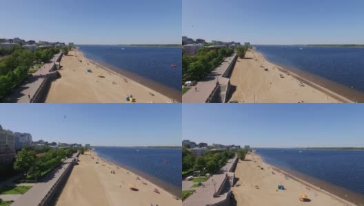 伏尔加河地区，鸟瞰萨马拉市美丽的海滩，俄罗斯高清在线视频素材下载
