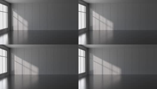 阳光照进空房间，3d渲染。高清在线视频素材下载