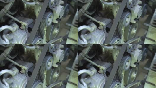 近距离观察引擎碎片的细节是通过启动然后停止工作。高清在线视频素材下载