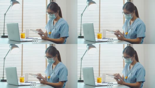 医疗保健办公室护士使用数字平板电脑高清在线视频素材下载