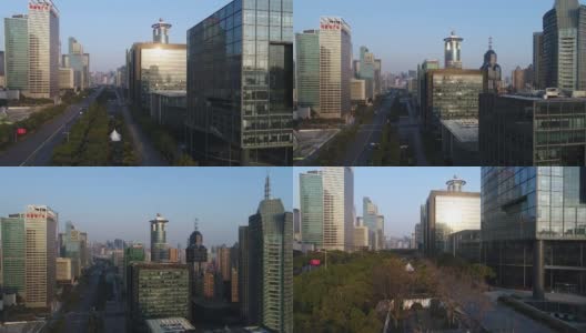 上海摩天大楼和城市道路的实时鸟瞰图高清在线视频素材下载