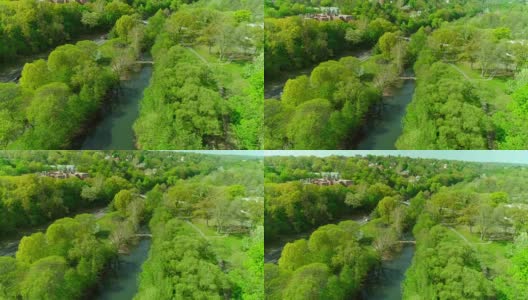 这是纽约州威彻斯特县布朗克斯维尔布朗克斯河公园美丽的航拍视频。高清在线视频素材下载