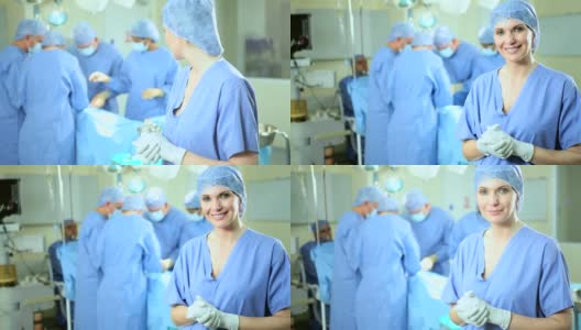 肖像女护士穿手术服手术室高清在线视频素材下载