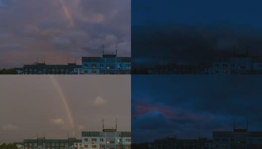 多云的黎明和彩虹高清在线视频素材下载