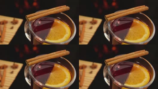 Asterisk茴芹从上面落在一杯热红酒里高清在线视频素材下载