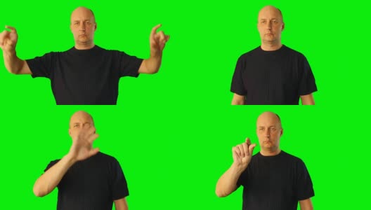 一名男子描绘了虚拟屏幕上的手势。高清在线视频素材下载