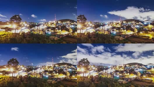 时间跨度:越南大叻夜景，越南大叻多云高清在线视频素材下载