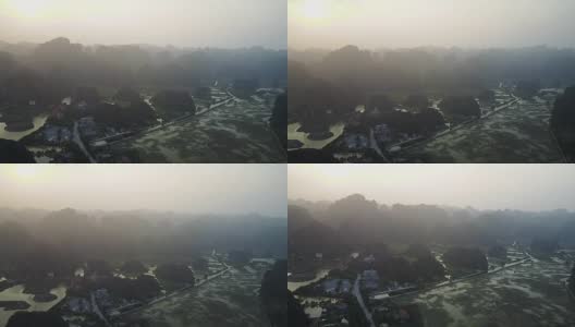 越南乡村景观与山的剪影高清在线视频素材下载