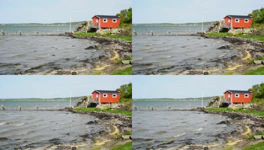 海边的红色小屋高清在线视频素材下载