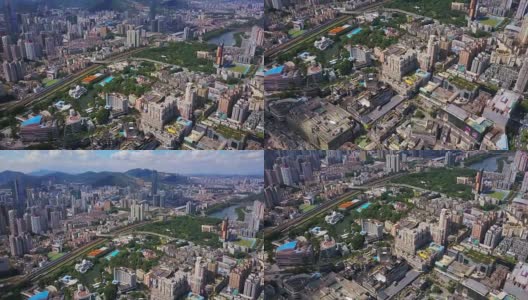 中国阳光日深圳市景购物区屋顶空中俯瞰4k高清在线视频素材下载