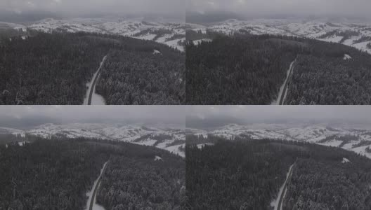 美丽的鸟瞰图上方的冬季道路高清在线视频素材下载