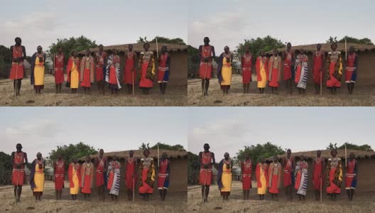 马赛妇女和男子唱歌，然后成对跳舞高清在线视频素材下载