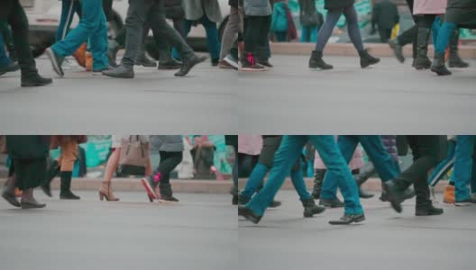 人们走在城市街道上的脚步高清在线视频素材下载