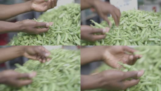 公开市场-陈列的糖荚豌豆高清在线视频素材下载