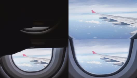 视角和打开飞机窗户在飞行中高清在线视频素材下载