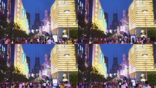 南京路的人，这是上海最大的购物区高清在线视频素材下载