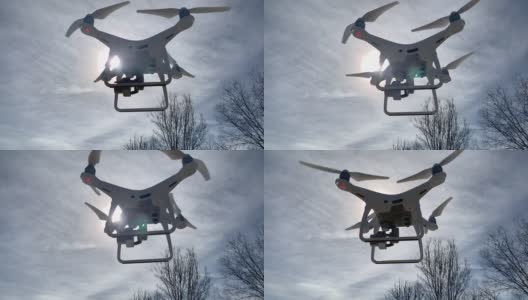 慢动作无人机无人机飞机在天空中飞行在太阳的剪影高清在线视频素材下载