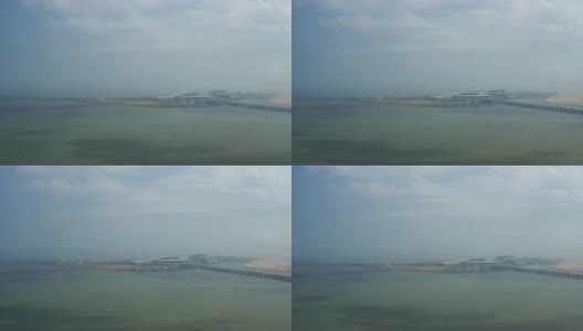 晴天澳门湾香港收费站大桥空中全景4k中国高清在线视频素材下载