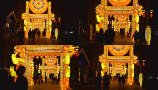 中国陕西西安，庆祝中国春节的灯饰表演高清在线视频素材下载