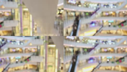 平移镜头:购物中心行人的抽象模糊背景高清在线视频素材下载