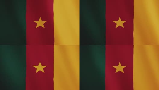 喀麦隆国旗挥舞动画。全屏。国家的象征高清在线视频素材下载