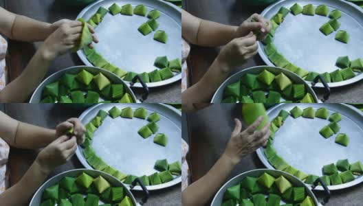 香蕉叶甜点，中国新年用高清在线视频素材下载