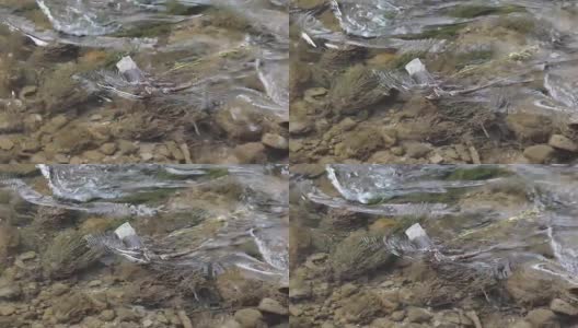 河水在午后的流动特写高清在线视频素材下载
