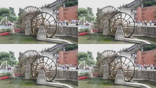 水车是中国丽江古城的象征。高清在线视频素材下载