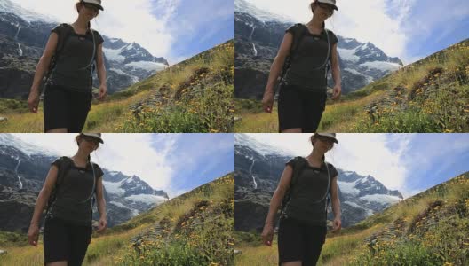 新西兰女徒步旅行者的Cinemagraph高清在线视频素材下载