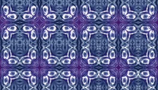 蓝紫色可循环的抽象粒子背景具有景深，闪烁的灯光和数字元素。波浪粒子形成线形，线形形成万花筒图案的曲面。4高清在线视频素材下载