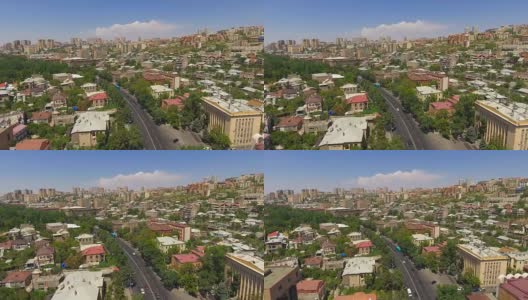 生活繁忙的亚美尼亚埃里温镇，美丽的建筑物鸟瞰图高清在线视频素材下载
