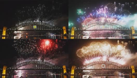 悉尼海港大桥上的新年焰火高清在线视频素材下载