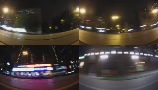 快速城市驾驶夜间道路时间推移侧视图循环高清在线视频素材下载