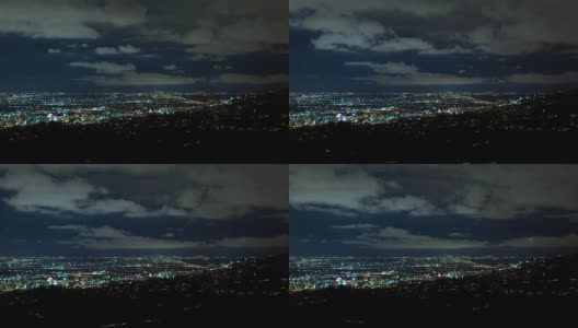 好莱坞，比弗利山和好莱坞山的夜晚时光高清在线视频素材下载