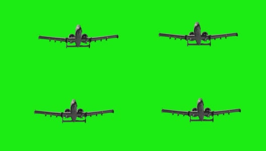 近距离的武装雷电军用地面攻击飞机在飞行-绿色屏幕高清在线视频素材下载