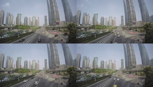 上海商务区路口交通时间流逝高清在线视频素材下载