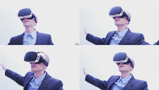 人类在vr -耳机- 4k中模拟飞行高清在线视频素材下载