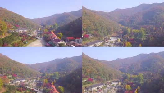 鸟瞰韩国龙仁和宇寺的秋天高清在线视频素材下载