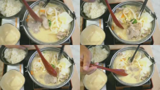 POV:亚洲食物(Sukiyaki)高清在线视频素材下载