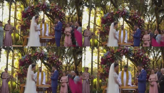 户外婚礼上的婚礼誓言高清在线视频素材下载
