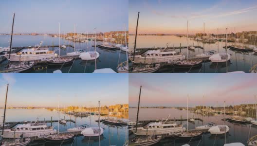 美国罗德岛纳拉甘西特湾新港游艇港的4k超高清时光高清在线视频素材下载