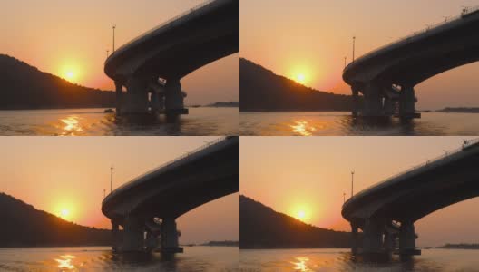 夕阳下的港澳大桥高清在线视频素材下载